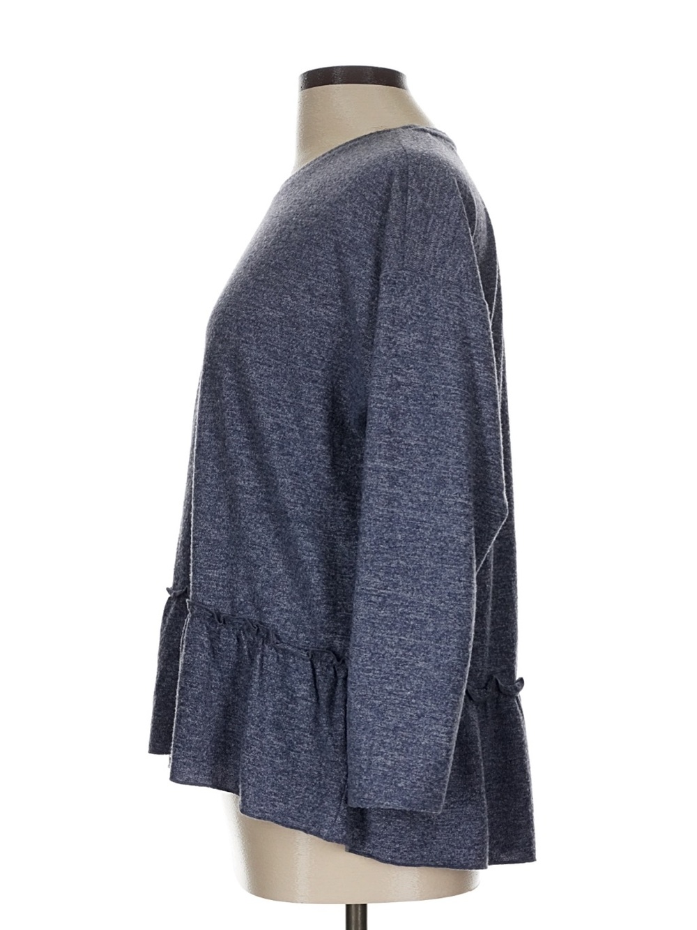 MICHAEL Michael Kors Heathered Navy Ruffle-Hem Long Sleeve Top - Picture 4 of 5